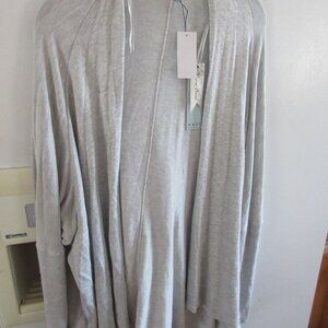 Joan Vass new nwt Cardigan Coastal Minimalist light gray batwing viscose L